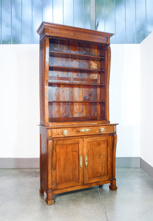 grande libreria credenza stile impero legno massello noce epoca 1800 armadio