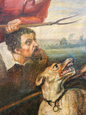 grande quadro caccia al cinghiale copia frans snyders dipinto olio tela cornice