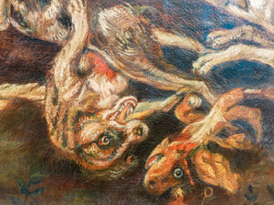 grande quadro caccia al cinghiale copia frans snyders dipinto olio tela cornice