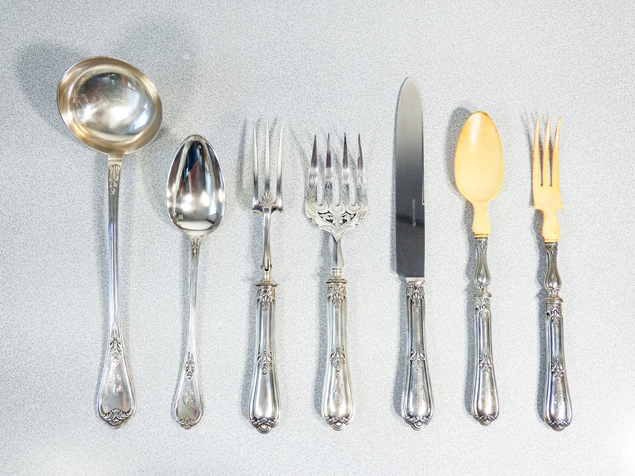 grande servizio posate henri soufflot 93 pz argento 800 epoca 1800 custodia