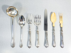grande servizio posate henri soufflot 93 pz argento 800 epoca 1800 custodia