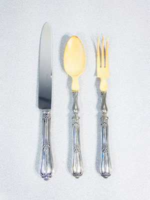 grande servizio posate henri soufflot 93 pz argento 800 epoca 1800 custodia