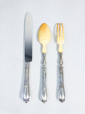 grande servizio posate henri soufflot 93 pz argento 800 epoca 1800 custodia