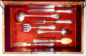 grande servizio posate henri soufflot 93 pz argento 800 epoca 1800 custodia