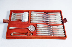 grande servizio posate henri soufflot 93 pz argento 800 epoca 1800 custodia