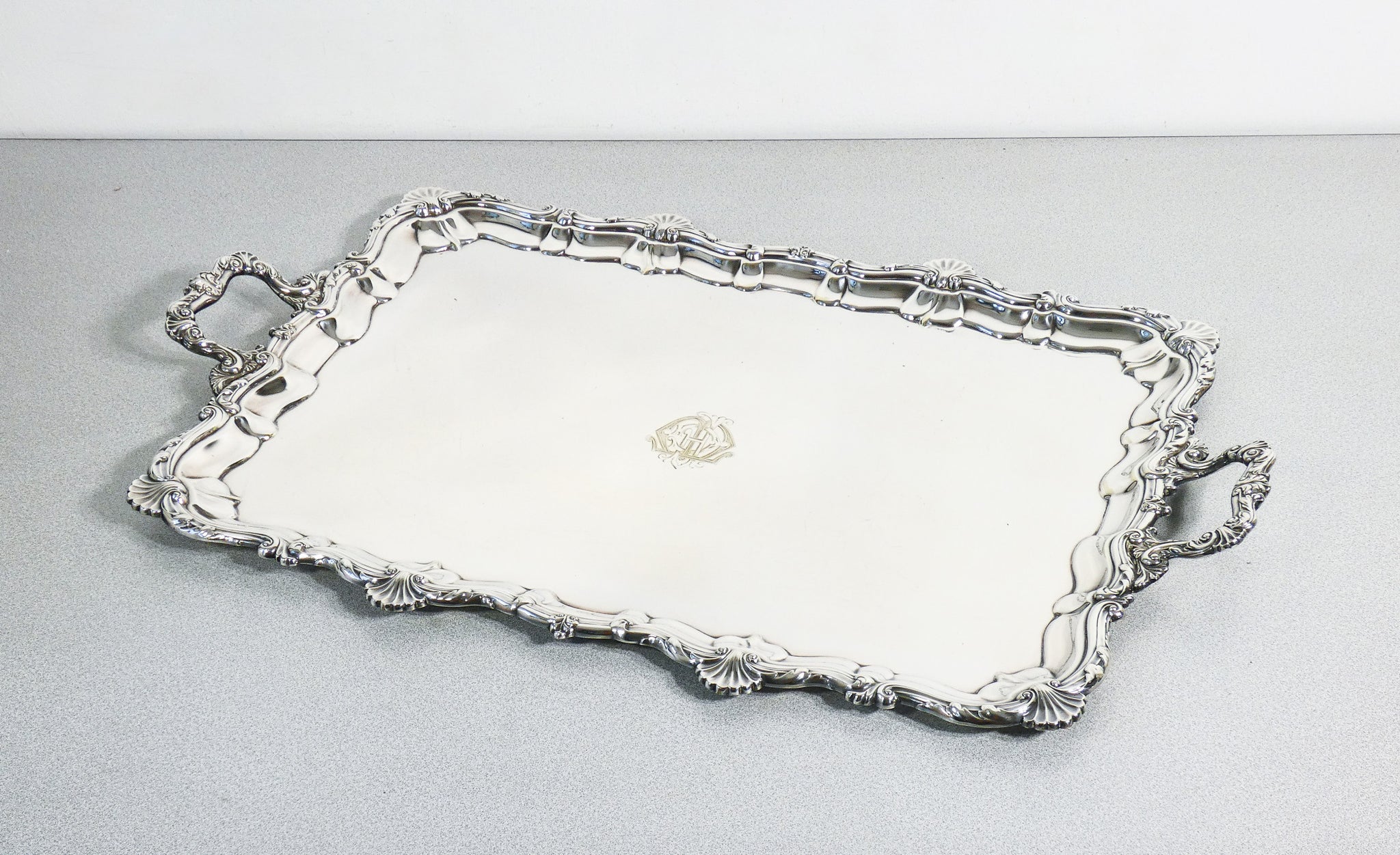 grande vassoio placcato argento silver plated sheffield marples co epoca 1900