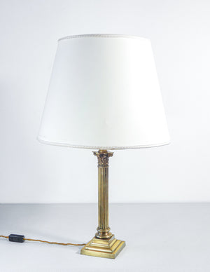 lampada tavolo stile neoclassico 1940s abat jour ottone colonna capitello