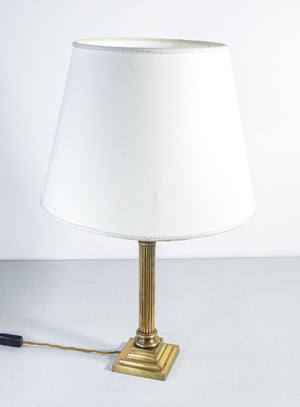 lampada tavolo stile neoclassico 1940s abat jour ottone colonna capitello