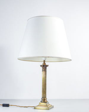 lampada tavolo stile neoclassico 1940s abat jour ottone colonna capitello