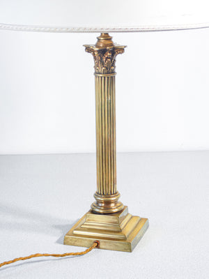 lampada tavolo stile neoclassico 1940s abat jour ottone colonna capitello