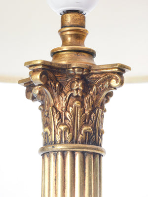 lampada tavolo stile neoclassico 1940s abat jour ottone colonna capitello