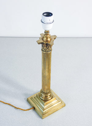 lampada tavolo stile neoclassico 1940s abat jour ottone colonna capitello