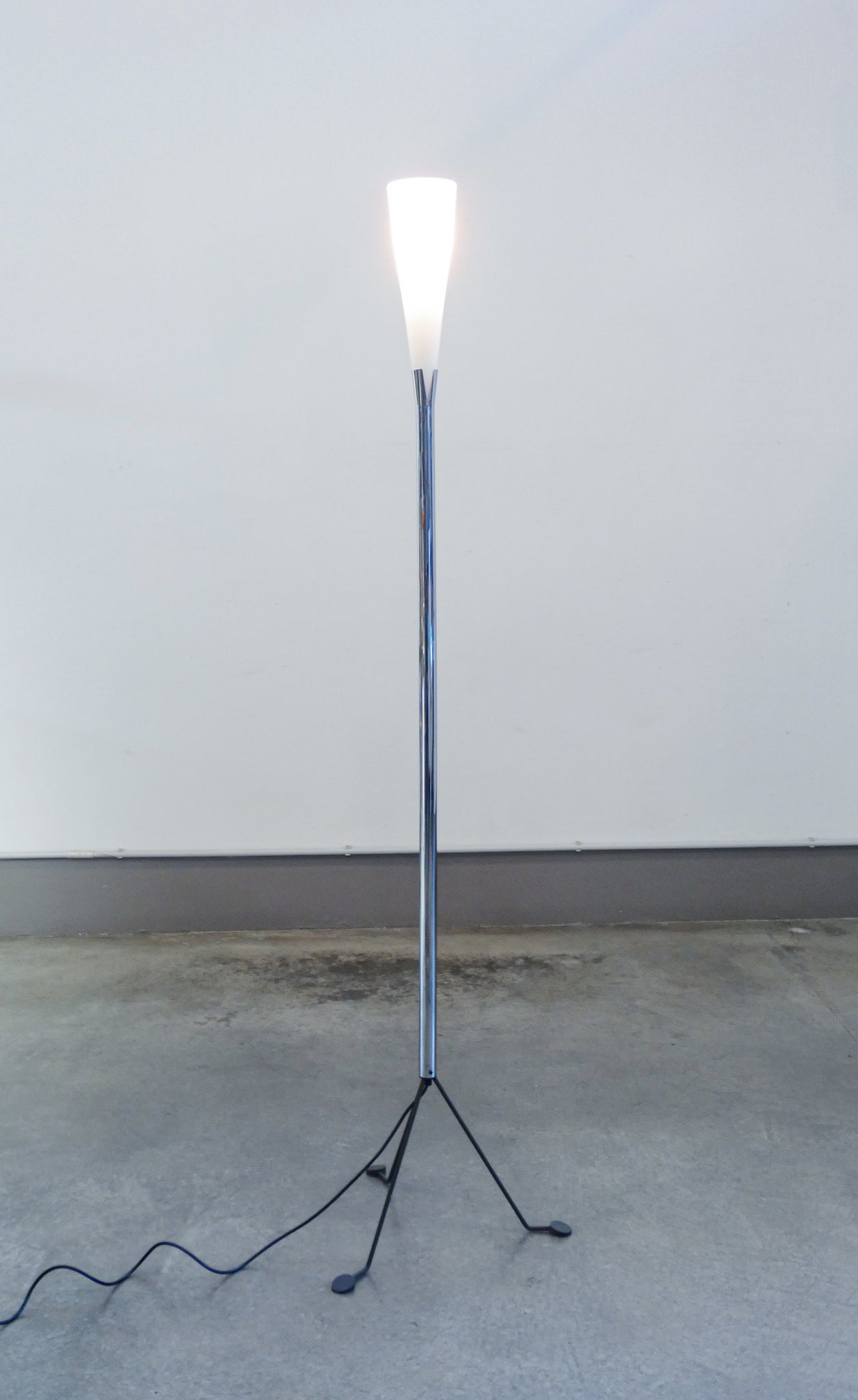 lampada terra design veart vetro soffiato murano cromata piantana 1980s