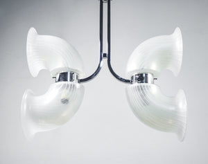 lampadario sospensione design aldo nason epoca 1970s vetro soffiato metallo