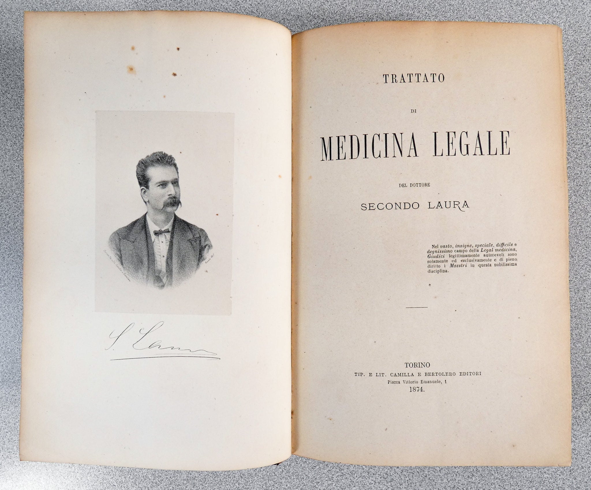 libro epoca trattato medicina legale secondo laura 1874 medico dottore volume