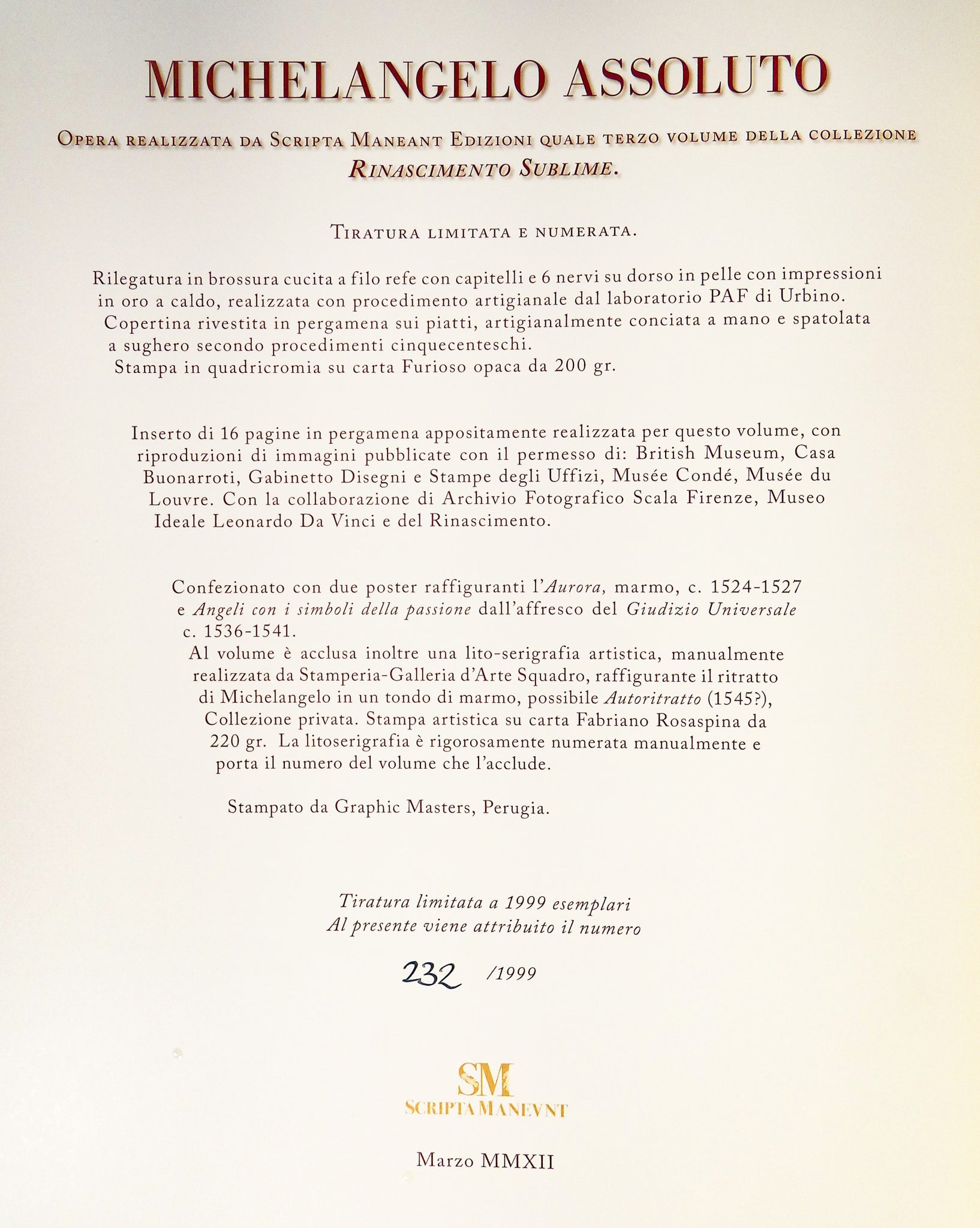 libro michelangelo assoluto scripta maneant collezione rinascimento sublime