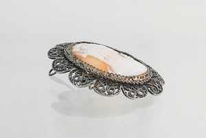 pendente ciondolo spilla cammeo bassorilievo cornice argento 800 epoca