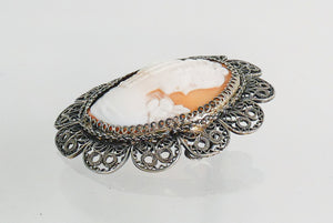 pendente ciondolo spilla cammeo bassorilievo cornice argento 800 epoca