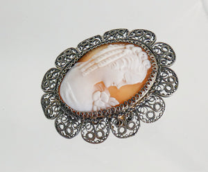 pendente ciondolo spilla cammeo bassorilievo cornice argento 800 epoca