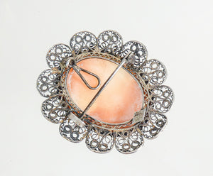 pendente ciondolo spilla cammeo bassorilievo cornice argento 800 epoca