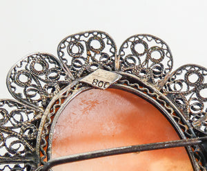 pendente ciondolo spilla cammeo bassorilievo cornice argento 800 epoca