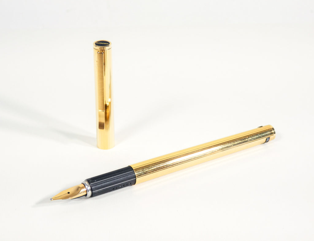 penna stilografica aurora hastil vermeil argento 925 laminato oro fountain pen