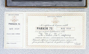 penna stilografica parker 75 laque lacca nera epoca 1960s francia confezione
