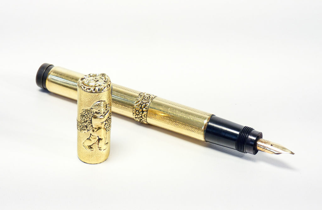 penna stilografica safety kaweco epoca 1920s laminata oro rientrante antica
