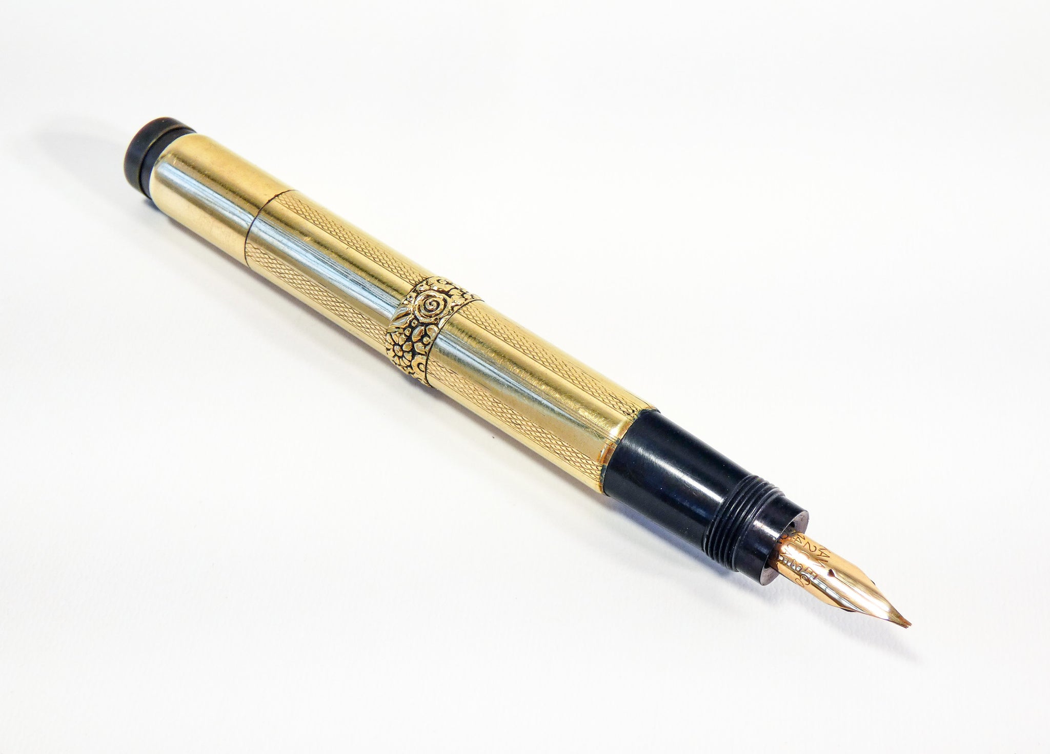 penna stilografica safety kaweco epoca 1920s laminata oro rientrante antica