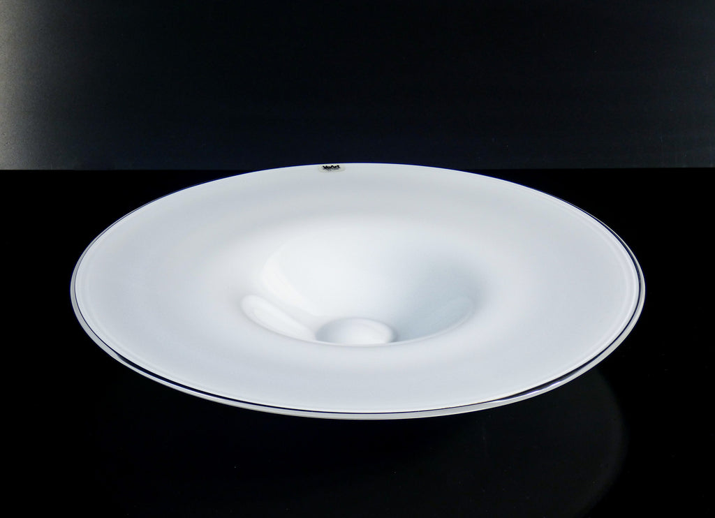 piatto centrotavola design veart murano vetro soffiato bianco vaso artemide