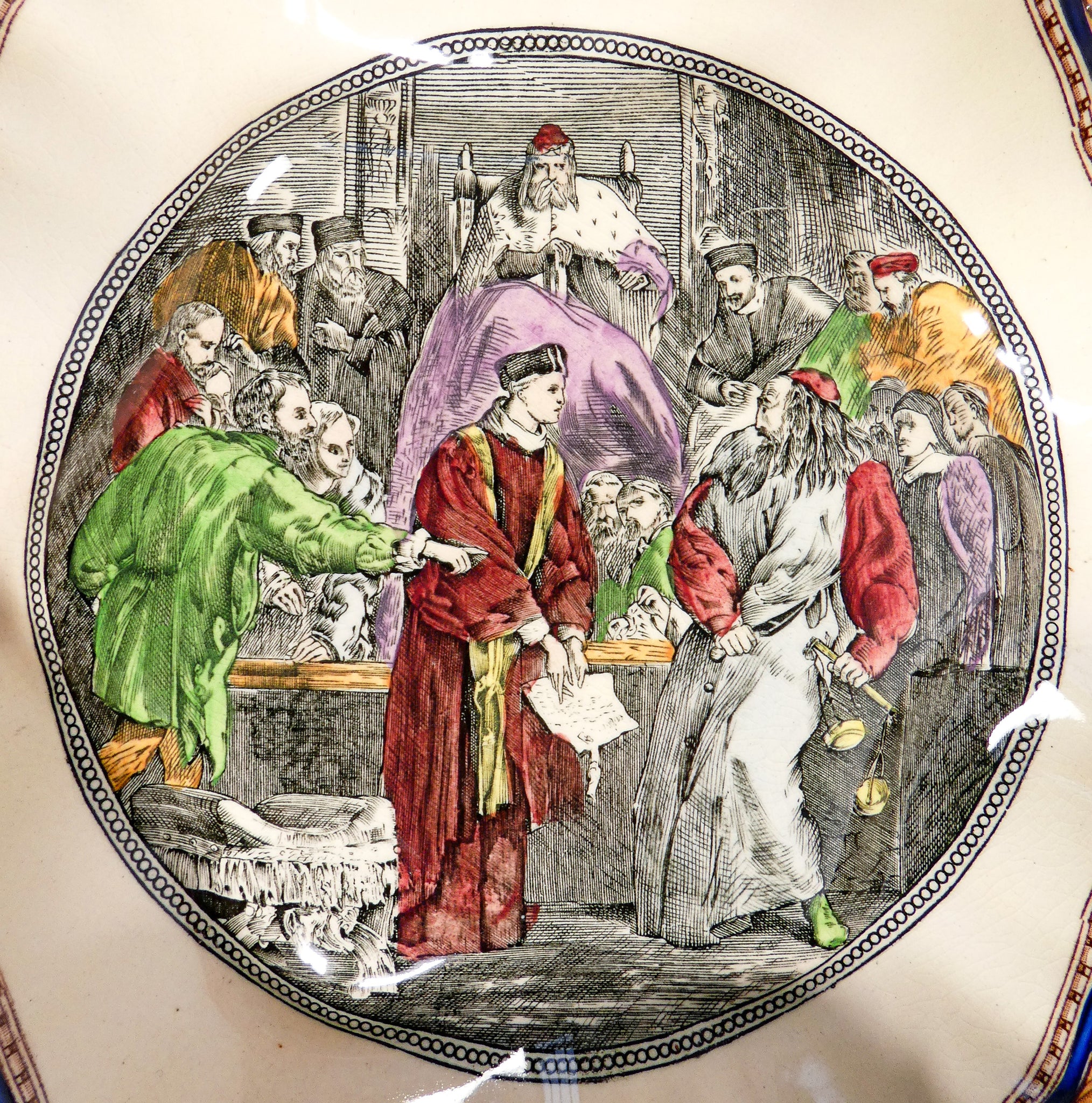 piatto parete mercante di venezia shakespeare adams england porcellana
