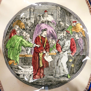 piatto parete mercante di venezia shakespeare adams england porcellana