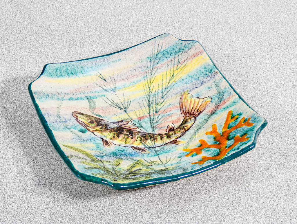 piatto piattino svuota tasche firmato mga giuseppe mazzotti ceramica albisola