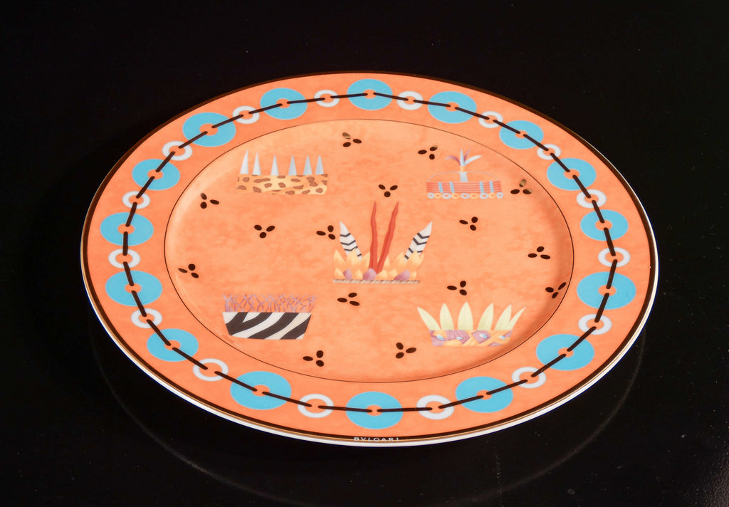 piatto porcellana design rosenthal per bulgari copricapi reali tribali