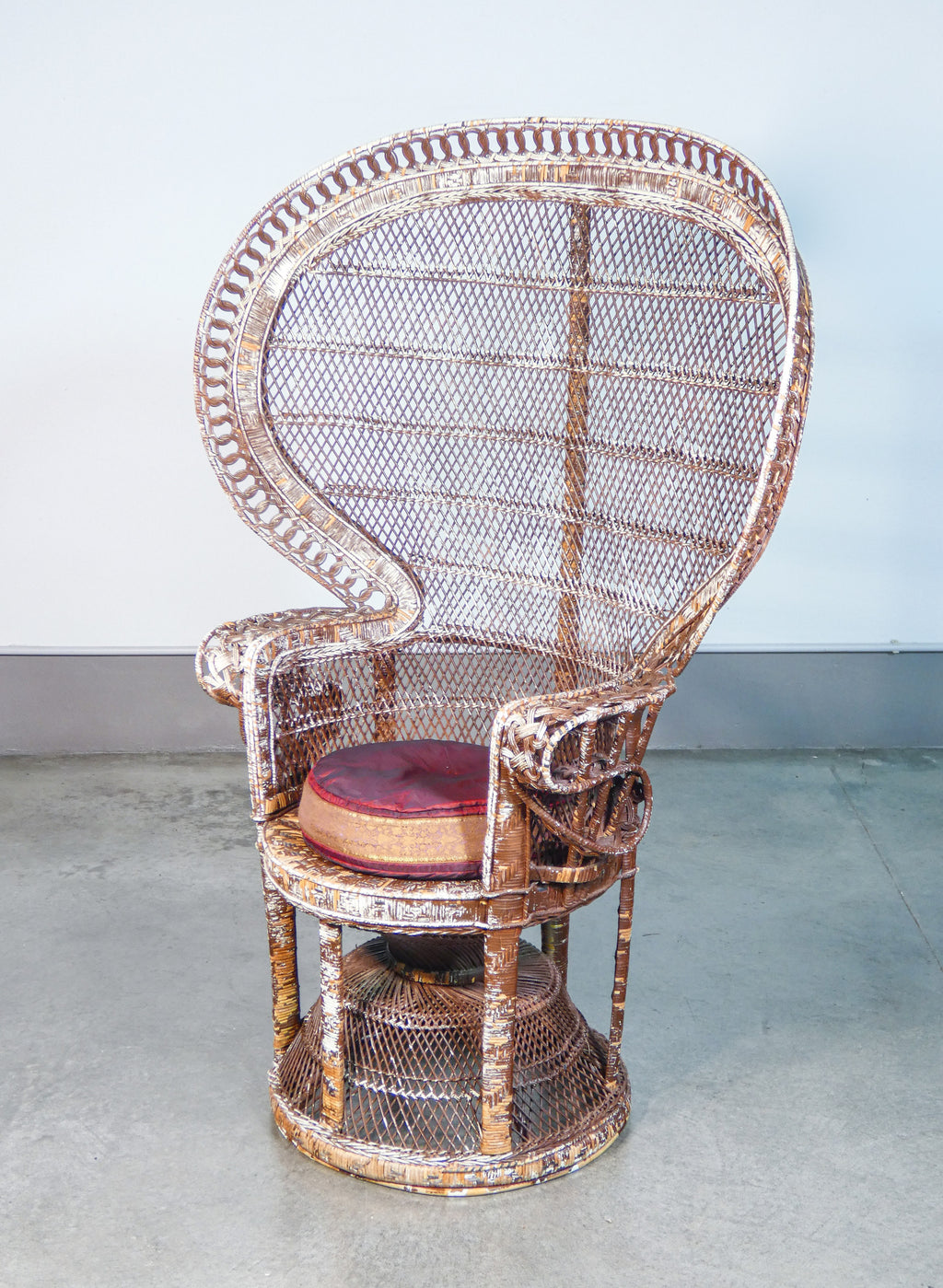 poltrona emmanuelle peacock pavone vimini rattan epoca 1980s vintage chair