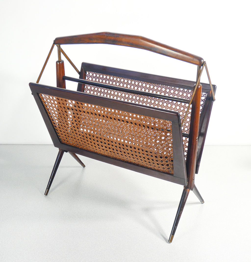 portariviste design cesare lacca epoca 1950s legno ottone magazine rack