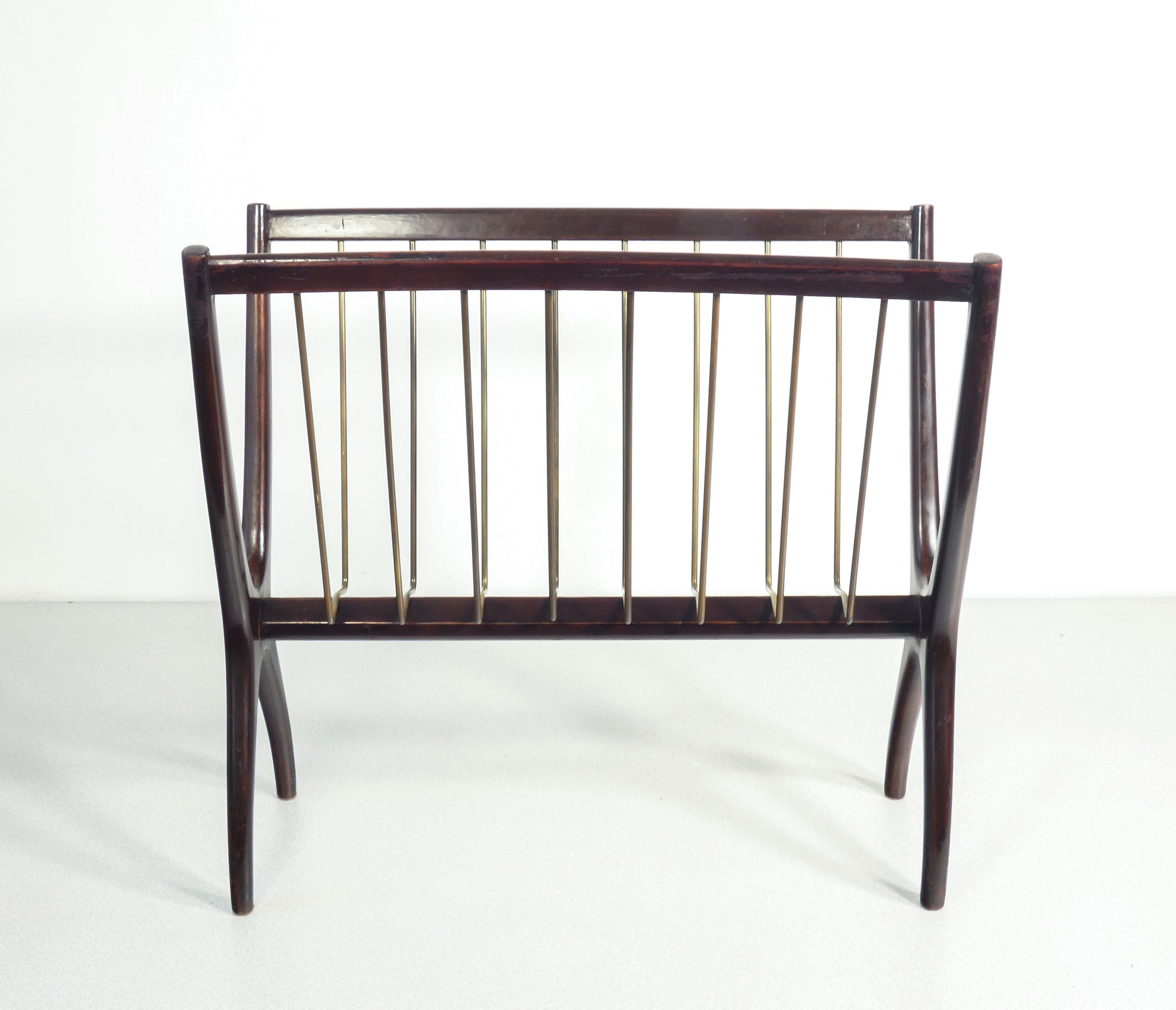 portariviste design cesare lacca epoca 1950s legno ottone magazine rack 2