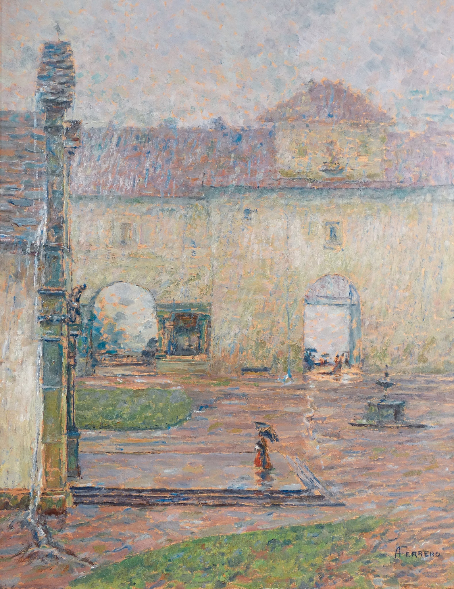 quadro alberto ferrero pioggia santuario oropa dipinto olio 1800 piemonte