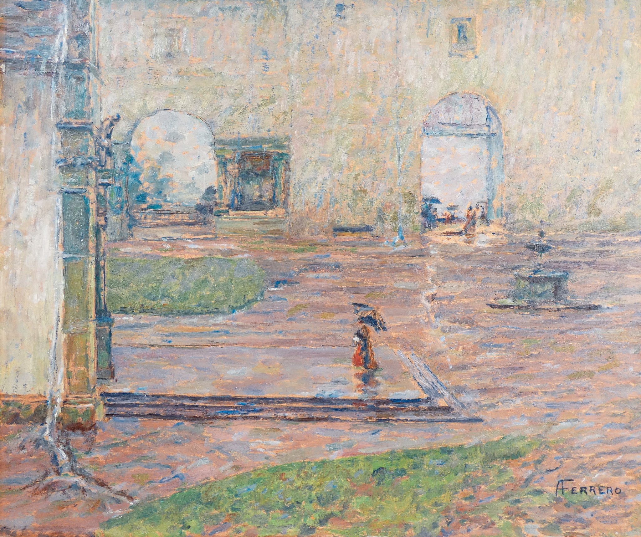 quadro alberto ferrero pioggia santuario oropa dipinto olio 1800 piemonte