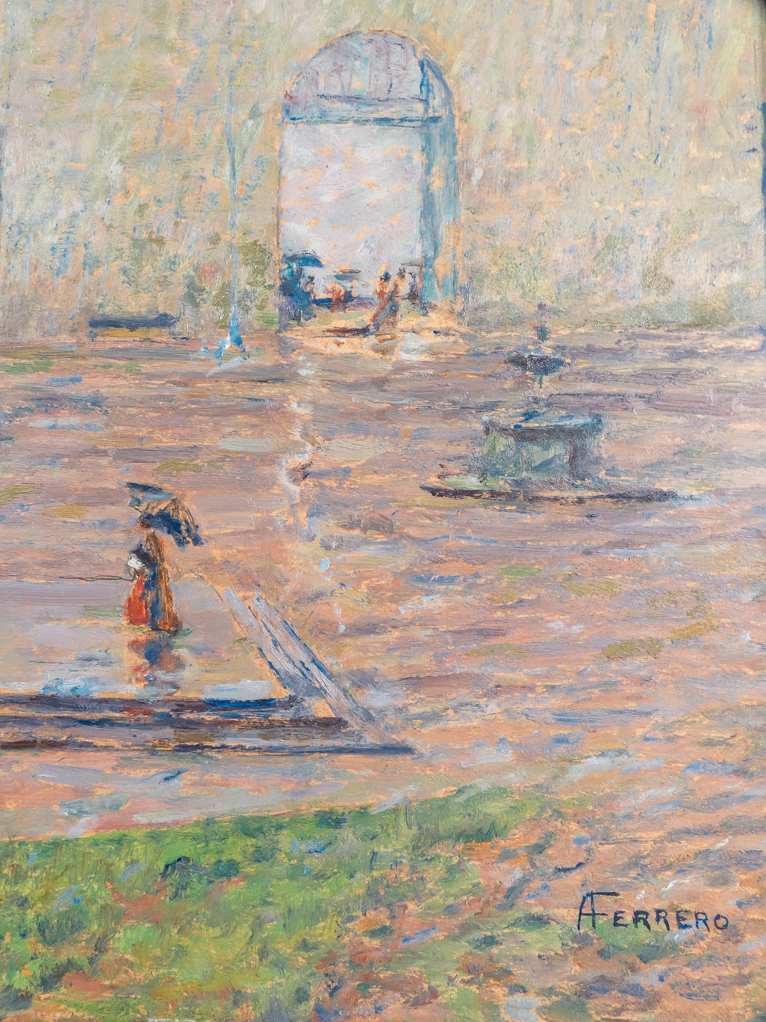 quadro alberto ferrero pioggia santuario oropa dipinto olio 1800 piemonte