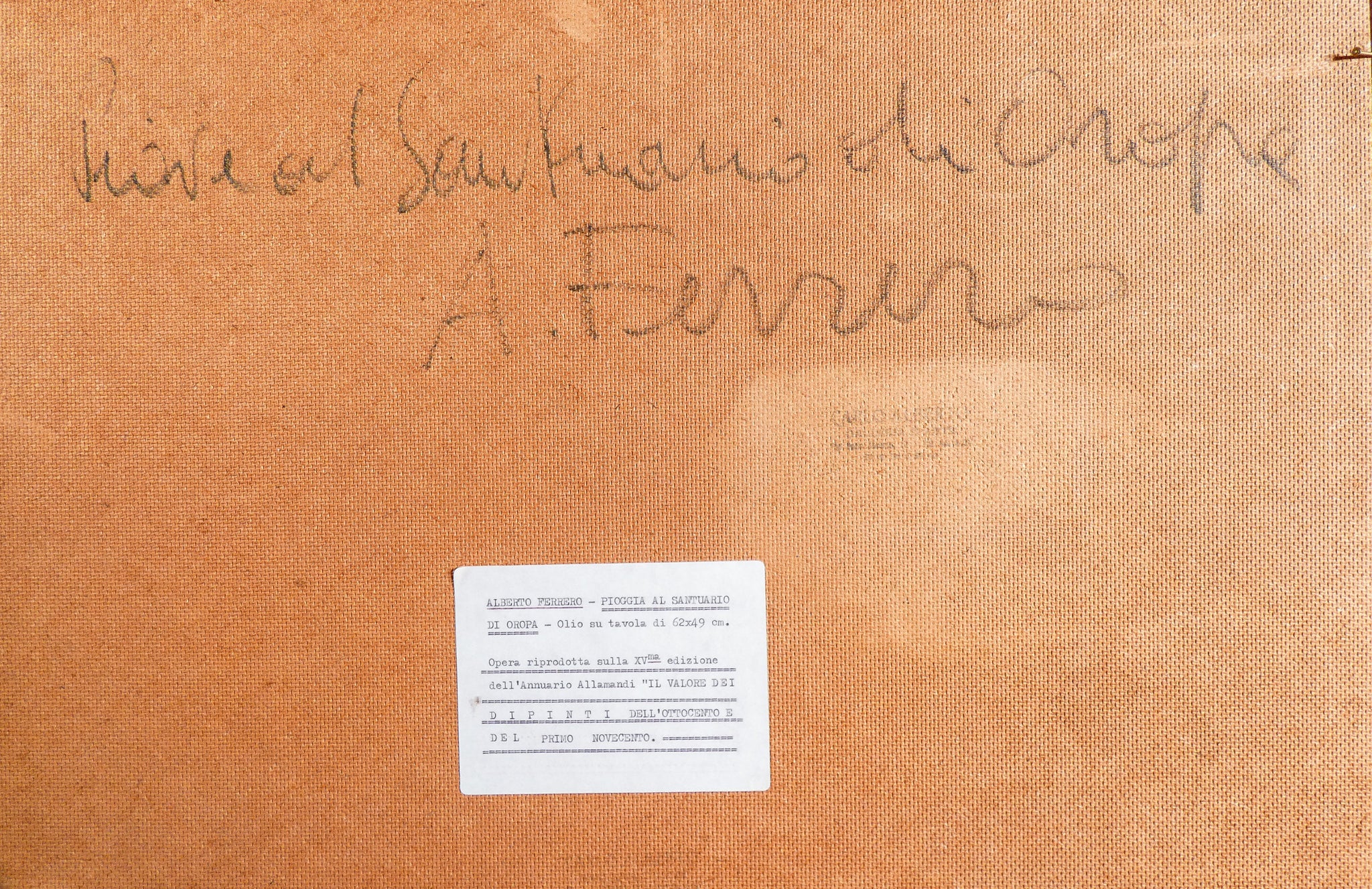 quadro alberto ferrero pioggia santuario oropa dipinto olio 1800 piemonte