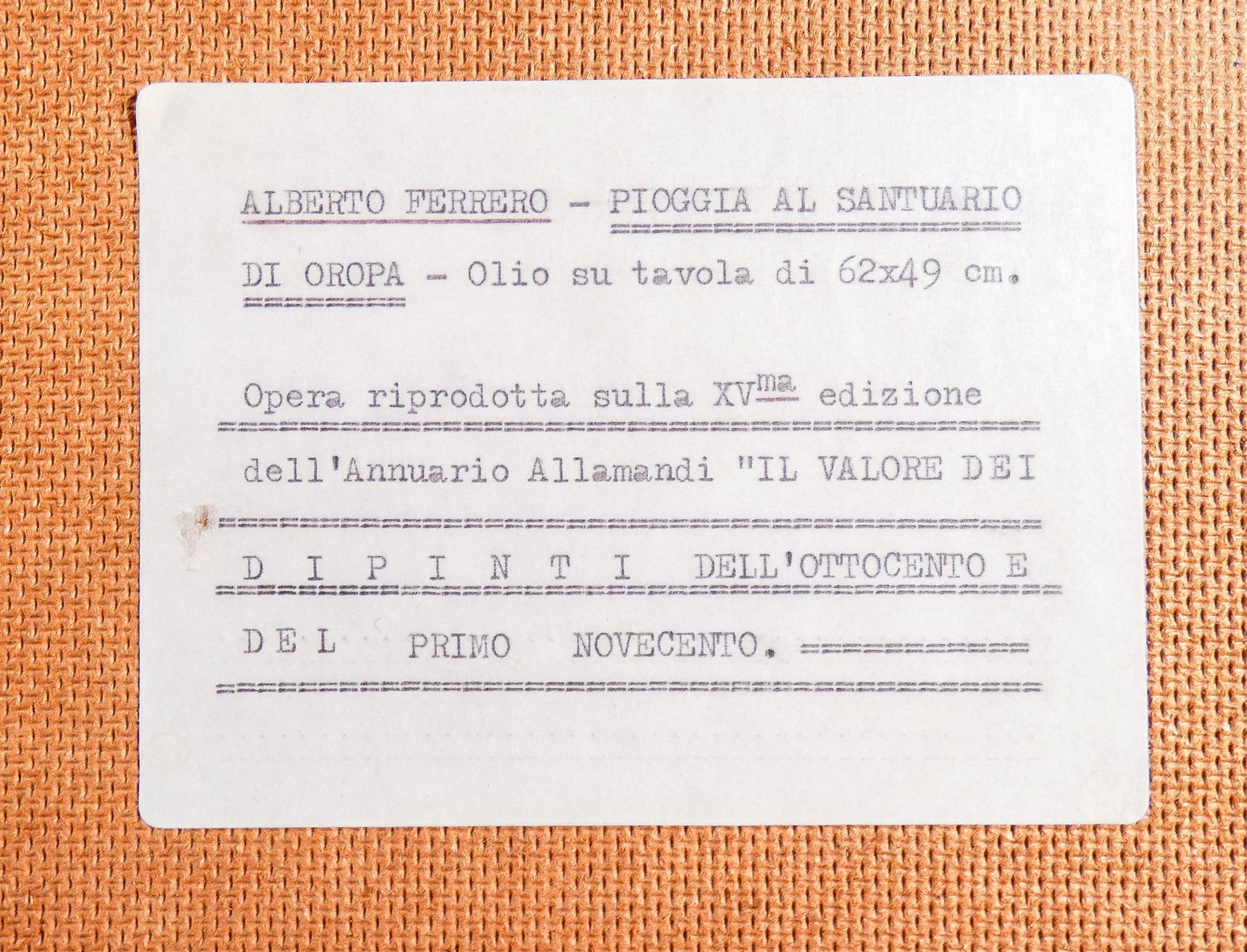 quadro alberto ferrero pioggia santuario oropa dipinto olio 1800 piemonte