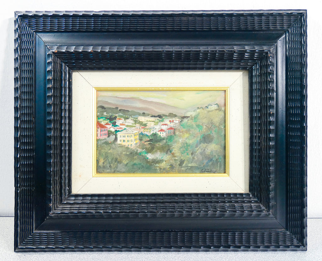 quadro alberto salietti paesaggio liguria dipinto cornice guilloche epoca