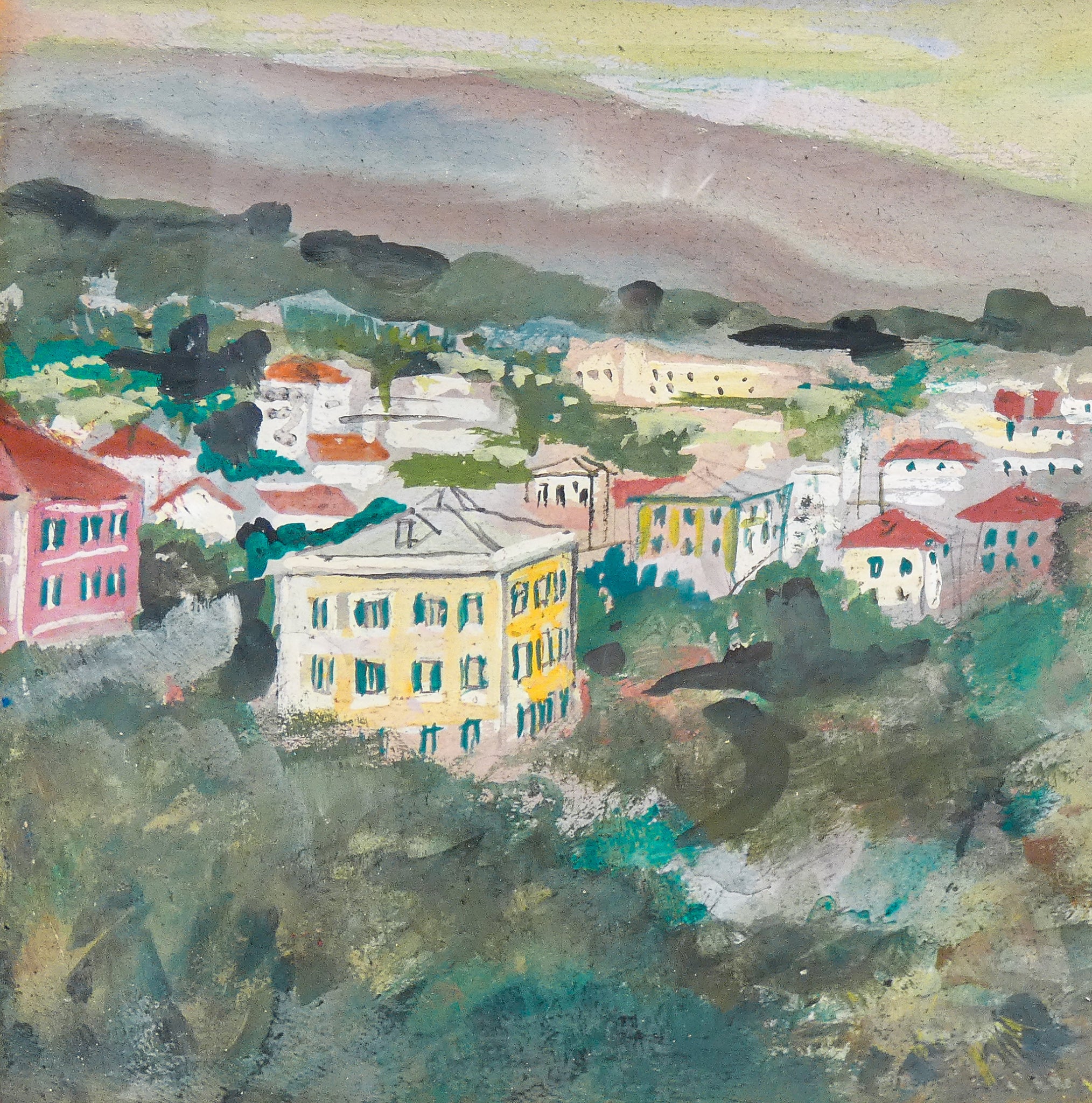 quadro alberto salietti paesaggio liguria dipinto cornice guilloche epoca