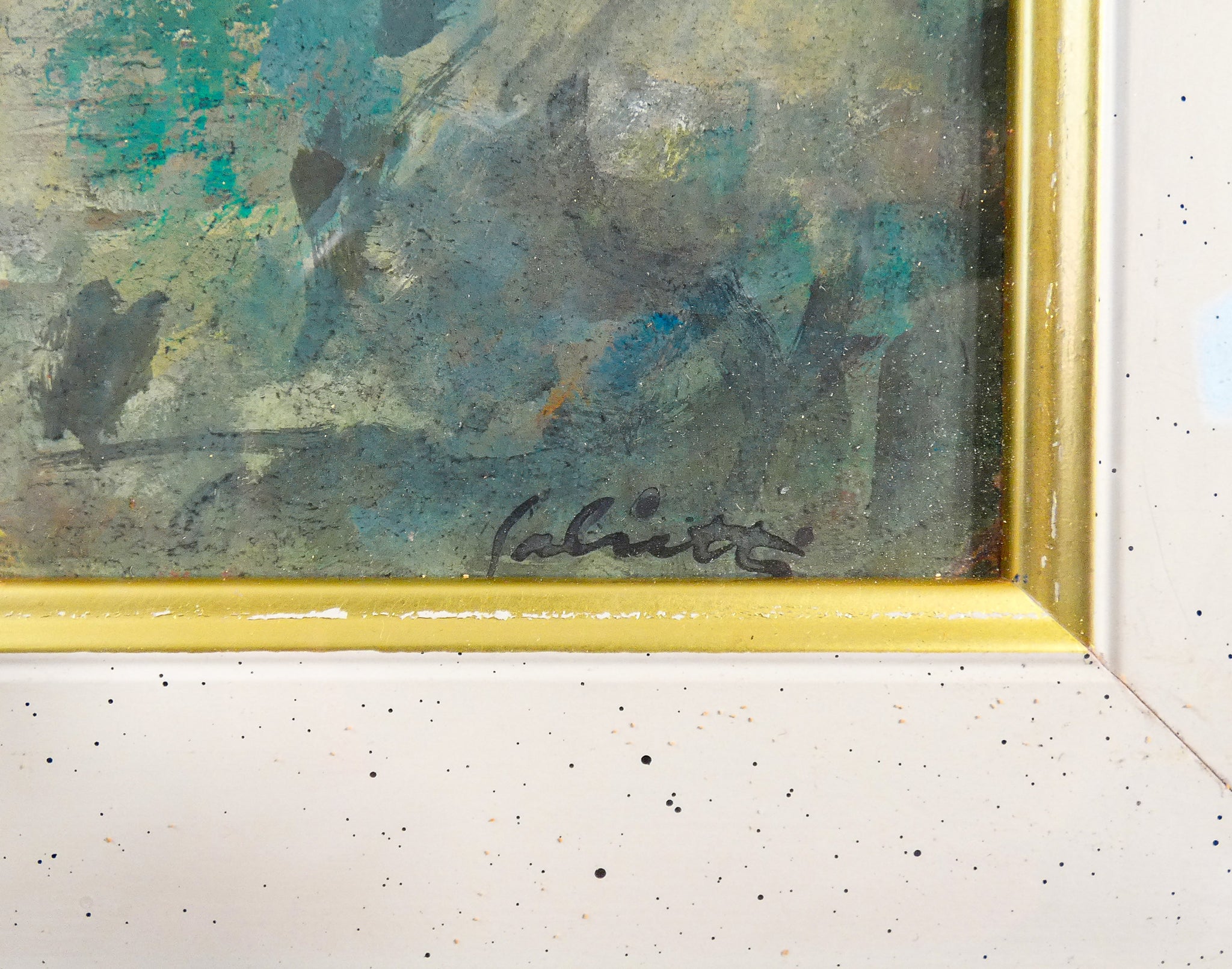 quadro alberto salietti paesaggio liguria dipinto cornice guilloche epoca