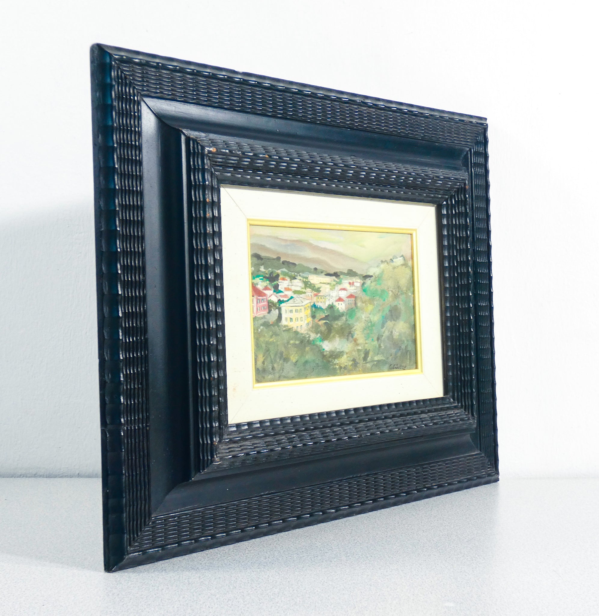 quadro alberto salietti paesaggio liguria dipinto cornice guilloche epoca