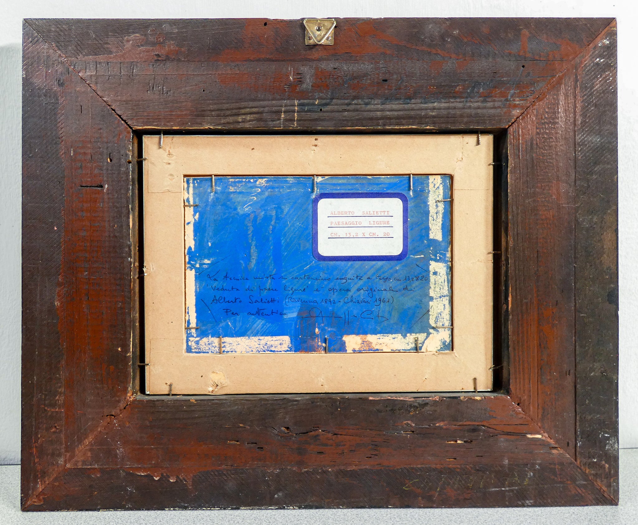 quadro alberto salietti paesaggio liguria dipinto cornice guilloche epoca