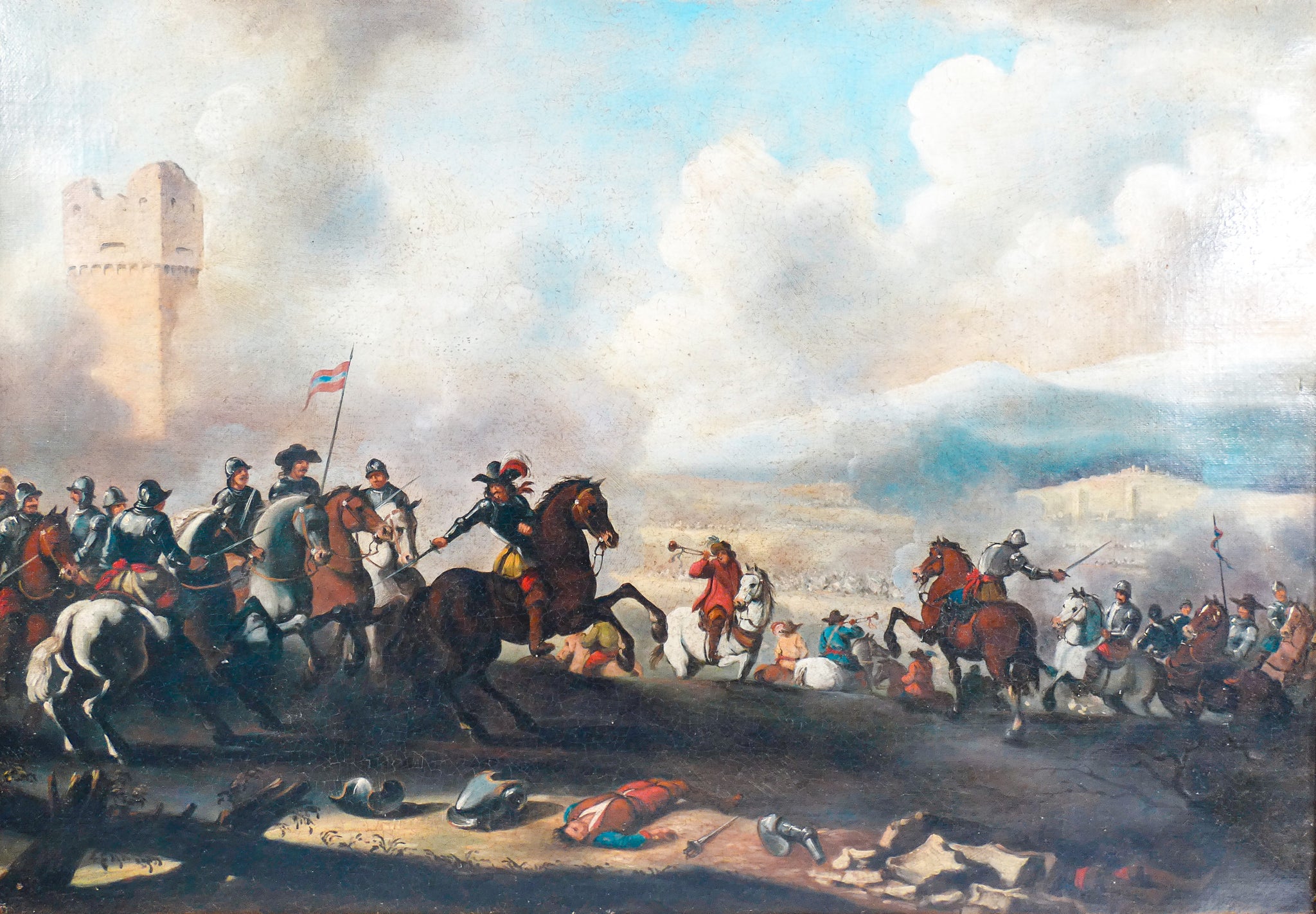 quadro battaglia guerra cavalieri esercito epoca 1800 dipinto olio tela