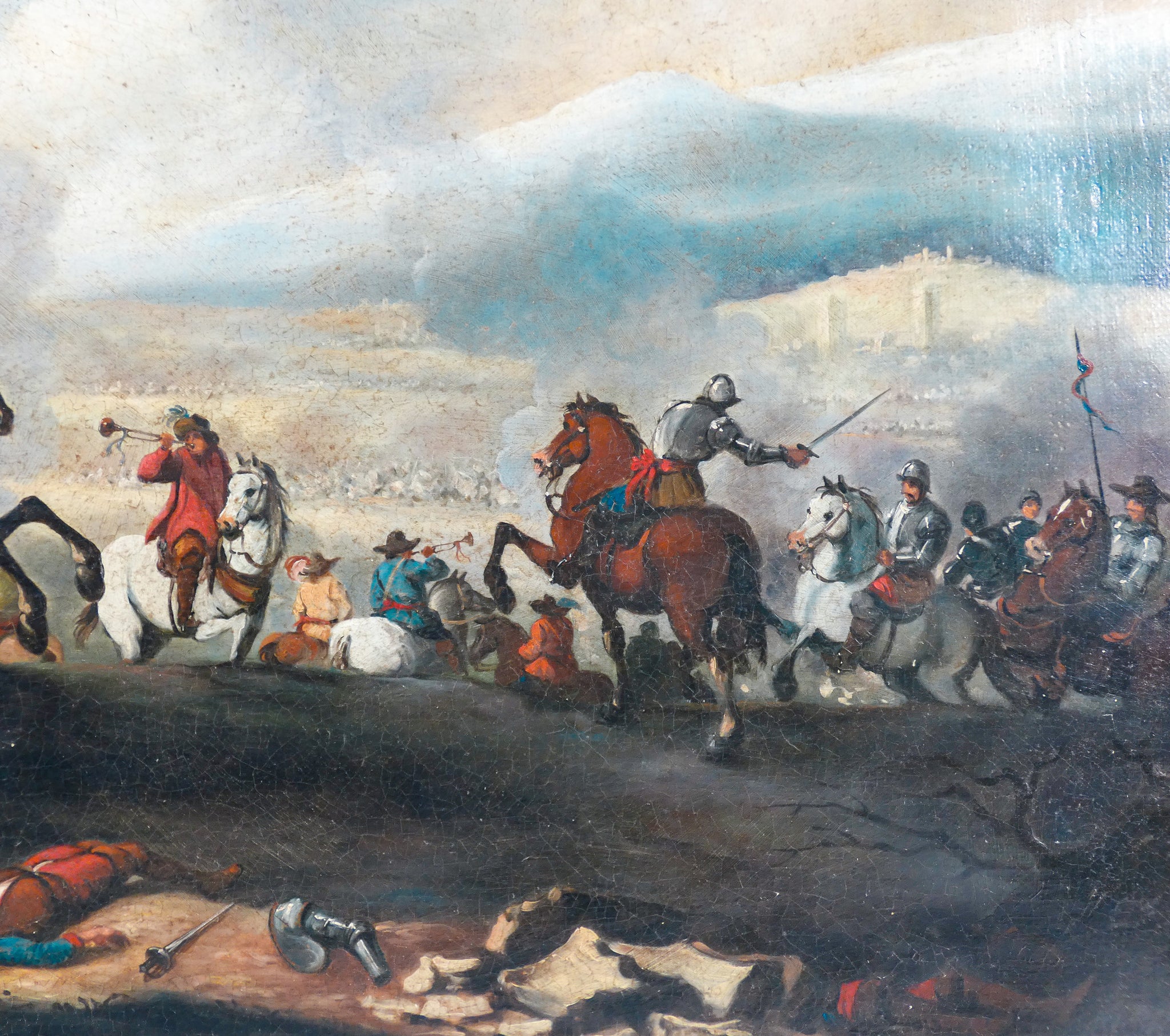 quadro battaglia guerra cavalieri esercito epoca 1800 dipinto olio tela