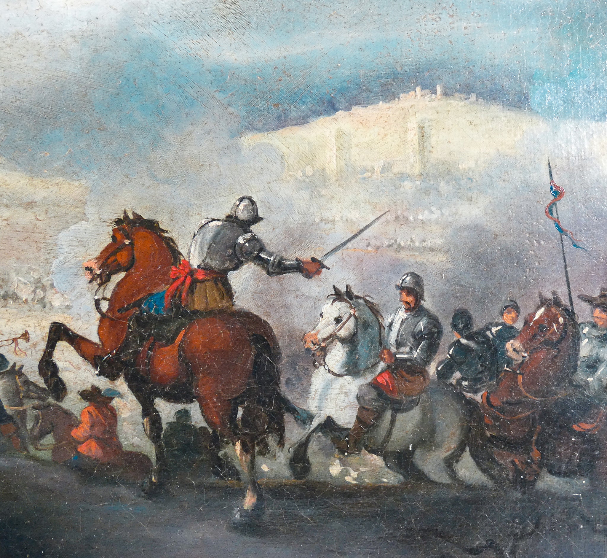 quadro battaglia guerra cavalieri esercito epoca 1800 dipinto olio tela